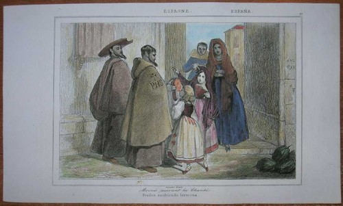 Stampa 1844 monaci che - 1844,